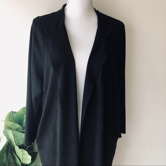 LAST ONE! Longline Collared Suede-like Cardigan - Picture 8 of 8